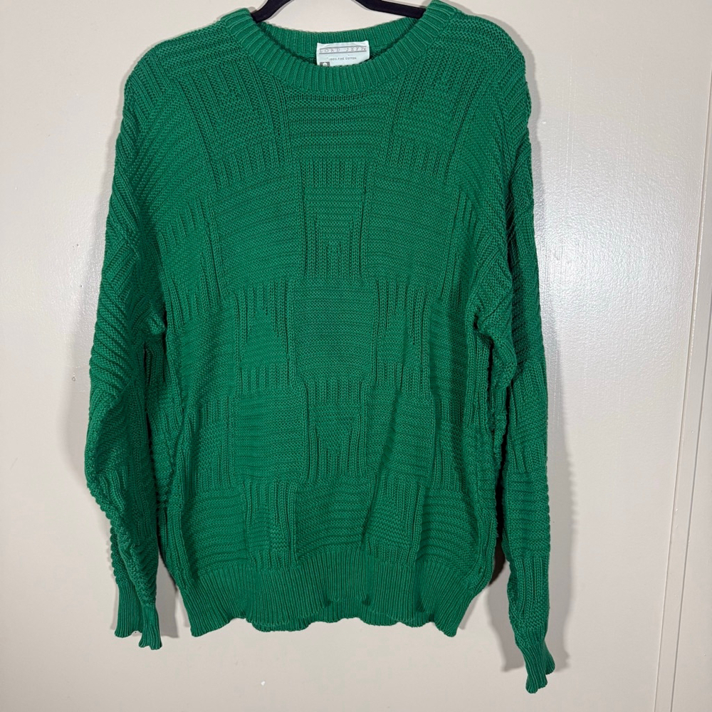 Lord Jeff Sweater Men’s Green VTG Grandpa Made In USA Fine Cotton Large